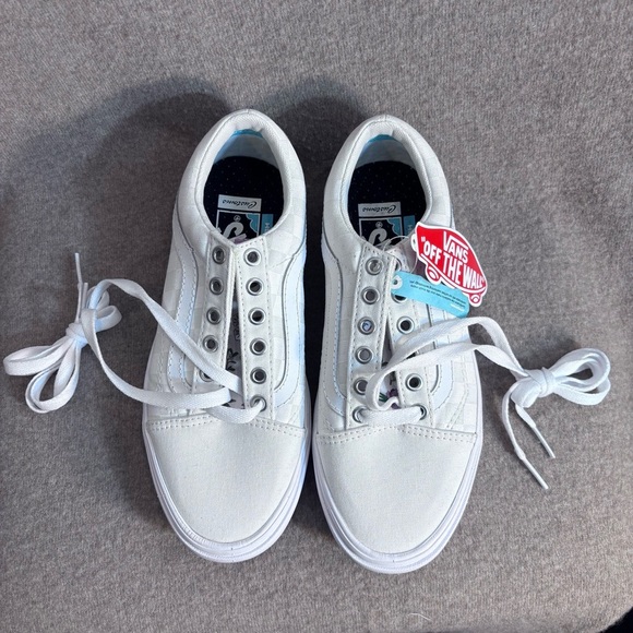 VANS OFF THE WALL Sz 7 White Contrastin Checker Canvas Lace Up Sneakers NEW - Picture 3 of 12